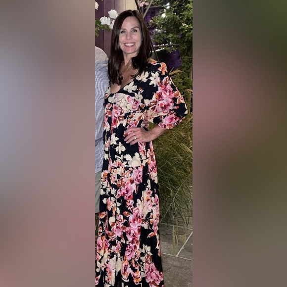 Anthropologie Pink and Orange Bishop Sleeve Sundress - Picture 4 of 4